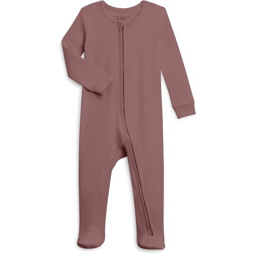 Colored Organics Baby Organic Cotton Peyton Zip Up Footed Sleeper - 0-3 Months - Aster