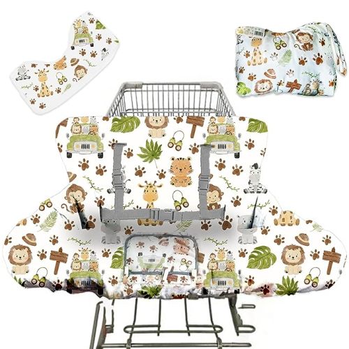 Shopping Cart Cover for Baby & High Chair Cover 2 in 1 with Extra Cushion, Cellphone & Bottle Holders, Toy Straps, Washable, Tote & Carry, 100% Water-Proof Stain Resistant Fabric