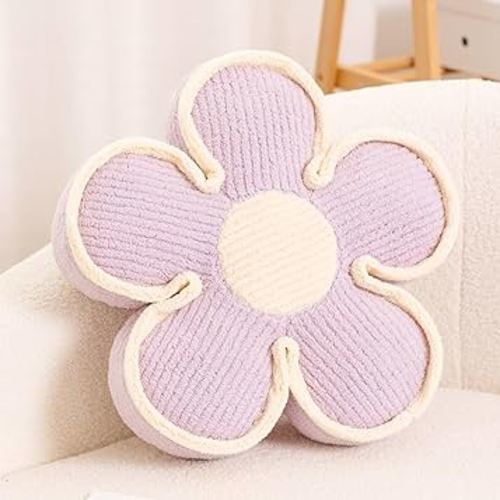 Kcvvcr Flower Pillow, Soft Flower Shaped Floor Cushion, Flower Decorative Throw Pillow, Cute Flower Seating Cushion, Flower Room Décor Plush Pillows for Sofa Couch Bed (17.7 Inch, Lavender)