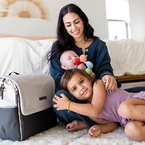 Petunia Pickle Bottom Boxy Backpack | Diaper Bag | Diaper Bag Backpack for Parents | Top-Selling Stylish Baby Bag | Sophisticated and Spacious Backpack for On The Go Moms | Sand/Black