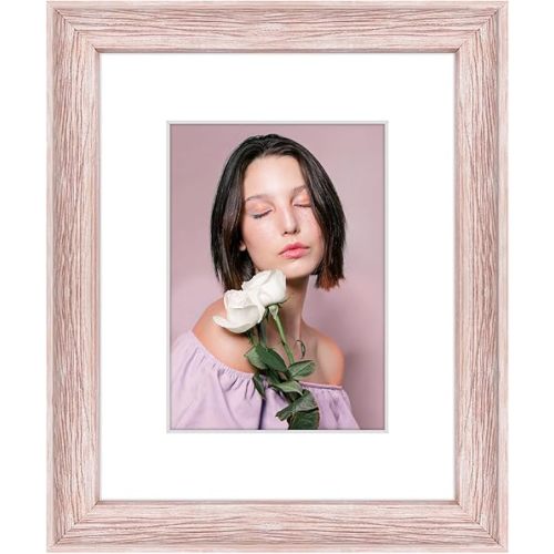 Golden State Art, 8x10 Pink Picture Frame with White Mat for 5x7 Photos or 8x10 Without Mat - Acrylic Plexiglass