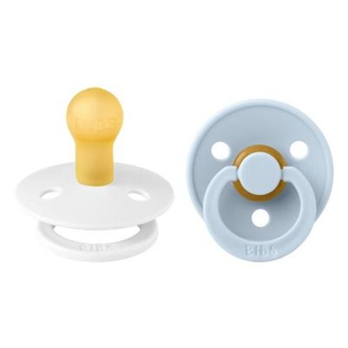 Bibs Colour Latex Pacifier - 0-6 Months - Size 1 - 2pk - White/baby Blue