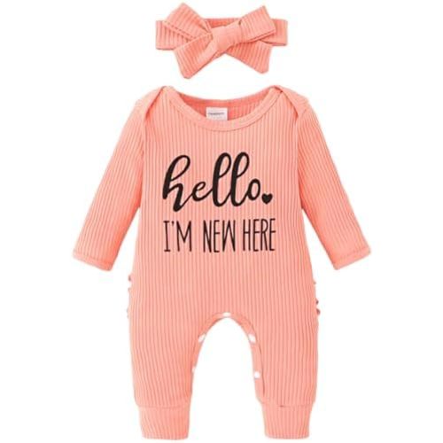 Yvowming Newborn Baby Girl Fall Winter Outfits Clothes Knit Romper Coming Home Outfit for Baby Girl