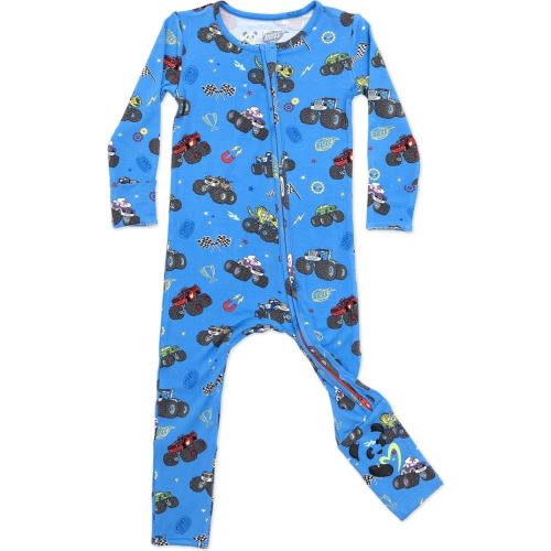 Baby Trucks Convertible Footie Pajamas, Blue