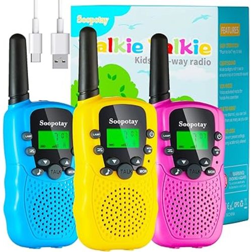 Rechargeable Walkie Talkies for Kids Games Gifts Toys for Girl Boy Age 4-12, 72H Playtime, 3 Miles Range Walkie Talkie for Outdoor Camping, Hiking, Birthday for 4 5 6 7 8 9 Year Old