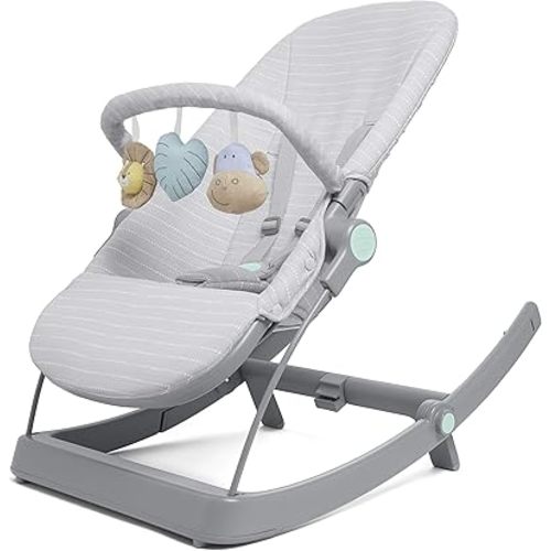 aden + anais 3-in-1 Infant to Toddler Transition Seat – Reclining Rocker, Bouncer & Seat for Newborns to 2 Years – Soft 100% Cotton Muslin Cover – 5 Point Safety Harness – Jungle Jam Toys