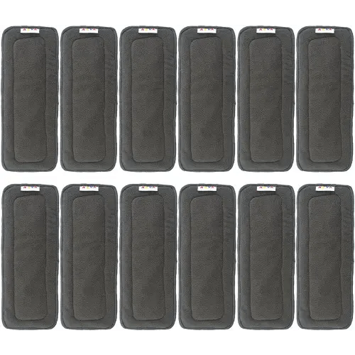 AlVABABY Charcoal Bamboo Inserts Cloth Diaper Liner,5-Layer Inserts,Reusable Liners for Baby Cloth Diapers 12pcs 12ZTN