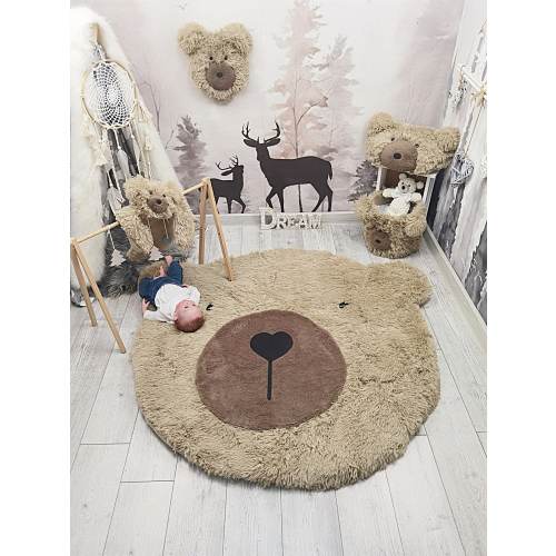 Fluffy Personalized Bear Rug - Woodland Nursery Decor, Adventure Theme, Cute Baby Room Gift, Customizable Rug