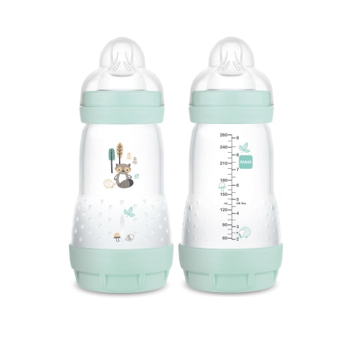 MAM Easy Start Self-Sterilizing Matte Anti-Colic Bottle for Newborn Baby Boy, Vented, 9 oz, 2 pack