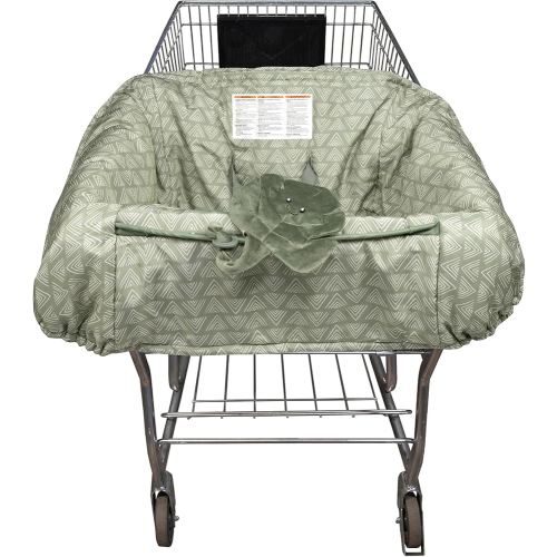 Boppy Shopping Cart Cover for Baby - 360° Coverage Cart Cover for Babies with Safety Harness, Toy Tether, One-Hand Placement, Machine-Washable, 6 Month & Up - Happy Green Leaves