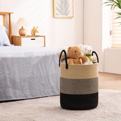 Woven Rope Laundry Hamper Basket, 58L Tall Laundry Basket