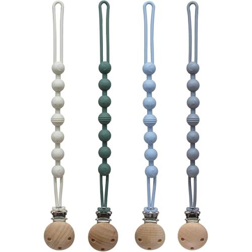 Silicone Pacifier Clip Holder: One-Piece Baby Pacifier Clip, 100% Food Grade Silicone, Pacifier Holder Clip for Boys and Girls,Soft and Flexible Paci Binky Clips