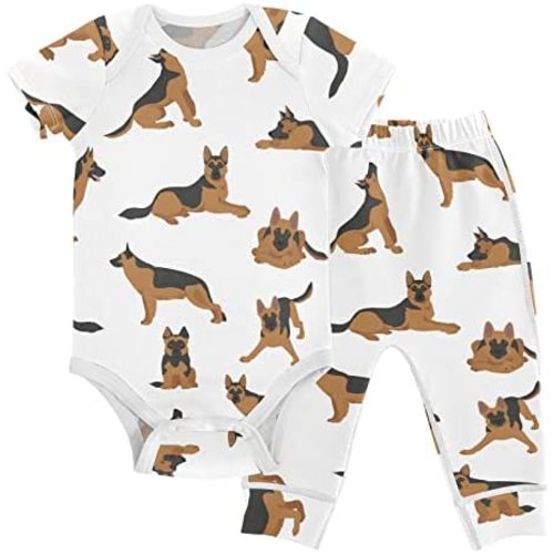 vvfelixl Baby Pants Sets Cute Dogs Puppy Short Sleeve Baby Clothes For Boys Girls 0-24 Months