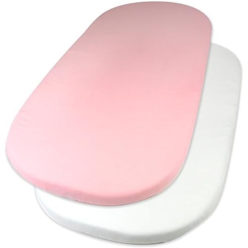 HonestBaby 2-Pack Organic Cotton Fitted Bassinet Sheet, Pink, One Size