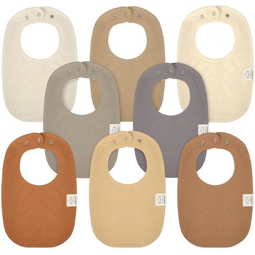 8-Pack Organic Baby Bibs for Girls & Boys - Teething Baby Bib, Baby Boy Bibs, Baby Girl Bibs, Newborn Bibs, Baby Drool Bibs for Infant, Toddler, Bibs for Baby Boy, Bibs for Baby Girl (Terracotta)