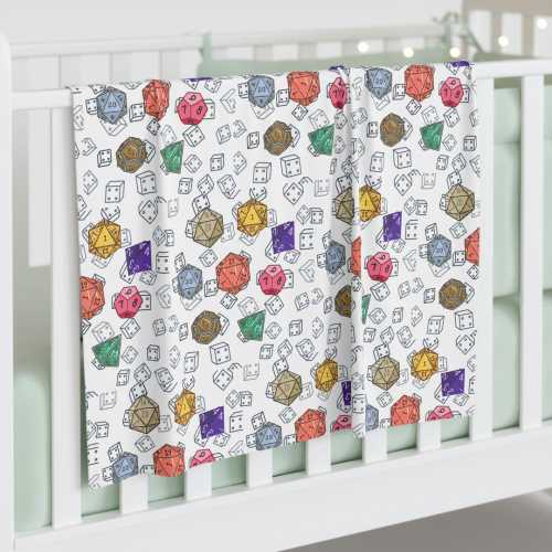 Dice DnD Baby Swaddle Blanket - Dungeon and Dragons Infant Wrap, Game Night Nursery Decor, Geeky Baby Shower Gift, RPG Theme Baby Blanket,