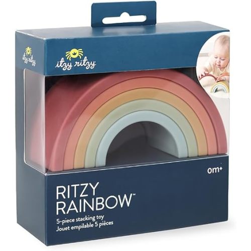 Itzy Ritzy Rainbow Stacker Toy - Includes 5 Arches for Stacking; Helps Develop Hand-Eye Coordination; Rainbow