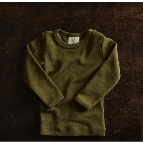 Lark Baby Top - Merino Wool & Silk - Seaweed