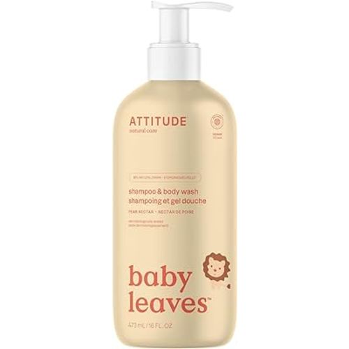 ATTITUDE 2-in-1 Shampoo and Body Wash for Baby, EWG Verified, Dermatologically Tested, Vegan, Pear Nectar, 16 Fl Oz