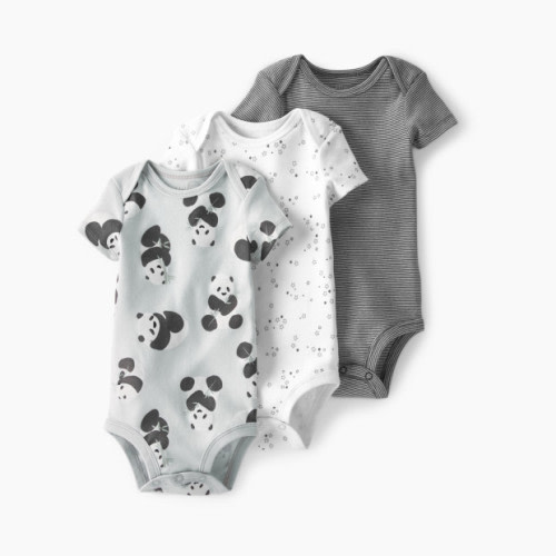 Carter's Little Planet Organic Cotton Rib Bodysuits (3 Pack) - Panda, Star, Striped, 3 M