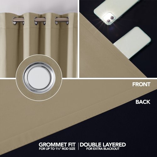 Deconovo 100 Percent Blackout with Liner Grommet Curtain (2 Panel)