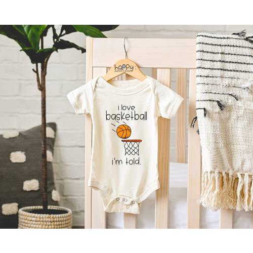 I Love Basketball I&#39;m Told Baby Onesie®, Cute Basketball Outfit, Newborn Basketball Fan, Basketball Baby, Baby Shower Gift, Baby Boy