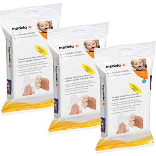 Medela Quick Clean Breast Pump and Accessory Wipes, 72 Wipes in a Resealable Pack, Convenient Portable Cleaning, Hygienic Wipes Safe for Cleaning High Chairs, Tables, Cribs and Countertops