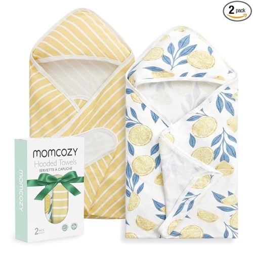 Momcozy Baby Towel with Hooded - Ultra Soft & Absorbent Large Bath Towel Set for Comfort & Gentle on Baby's Skin - Med Thick& Durable -Shower Gift & Bath Essential for Newborn, Infant, Toddler