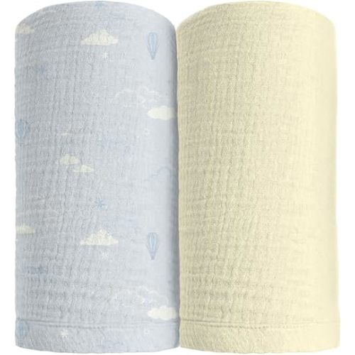 Ultra Soft 100% Cotton Swaddles for Newborns, 2-Pack - Muslin Swaddle Blankets - 47x47 Baby Receiving Blanket - Perfect for Boys & Girls