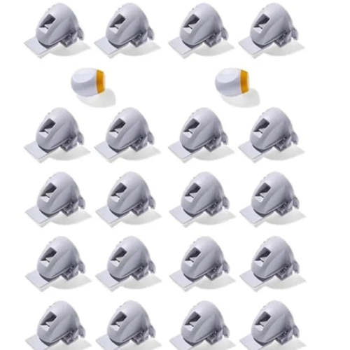 Adhesive Magnetic Cabinet Locks - 20 Locks and 2 Keys, White