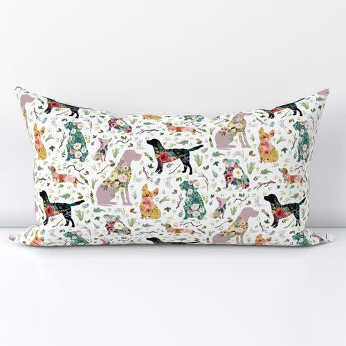 8" Patchwork Dogs Lumbar Throw Pillow Cover | Spoonflower