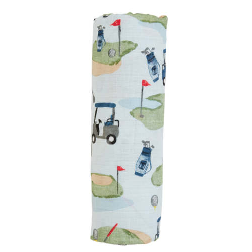 Swaddle Blanket, Blue Golf