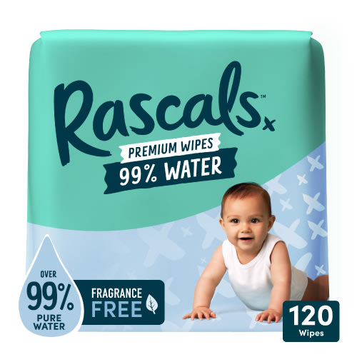 Rascals 99% Water Baby Wipes, 120 Count (Select for More Options)