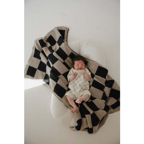 french terry romper // checkerboard