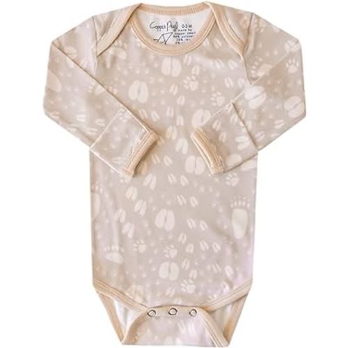 Copper Pearl Long Sleeve Bodysuit Baby: Ultra Soft Baby for Newborns, Boys, and Girls - Stylish, Comfortable, Overlap Shoulders, Premium Knit Fabric - 6-12 Months, Tracker