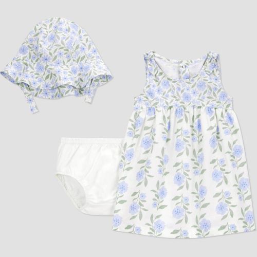 Carter's Just One You® Baby Girls' Dress with Hat - Ivory/Blue 3M