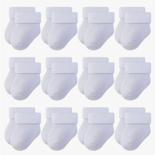 RATIVE Newborn Baby Socks 0-6,6-12 Months Terry Turn Cuff Socks for Boys Girls