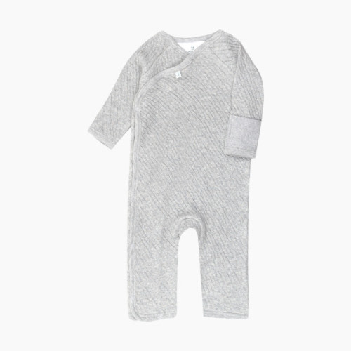 Honest Baby Clothing Organic Cotton Matelasse Side Snap Coverall - Light Gray Heather, 3-6 M