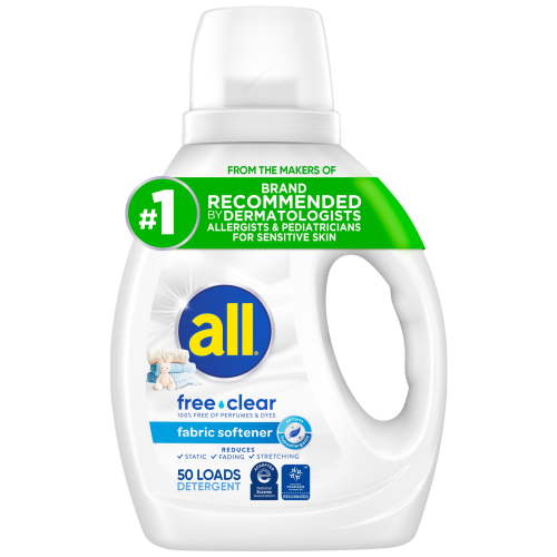 all, Liquid Fabric Softener, 34 fl oz, Free Clear, Hypoallergenic