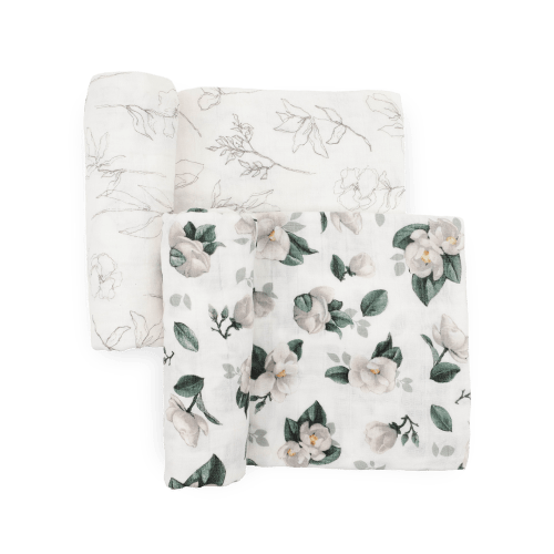 Organic Cotton Muslin Swaddle Blanket 2 Pack - Magnolia