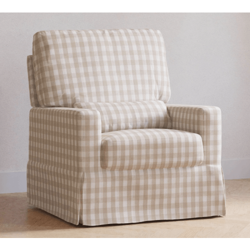 Crawford Pillowback Comfort Swivel Glider in Gingham