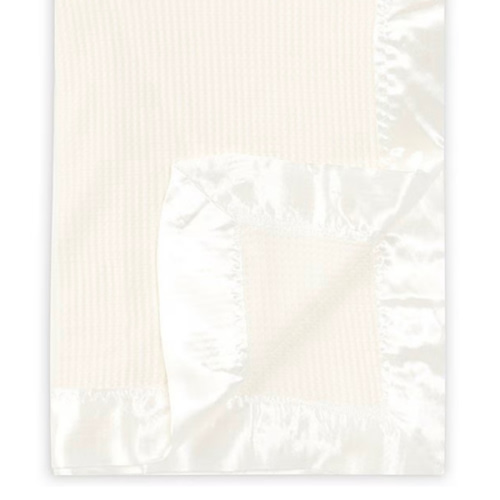 Starting Out Baby Ivory Satin-Trim Blanket