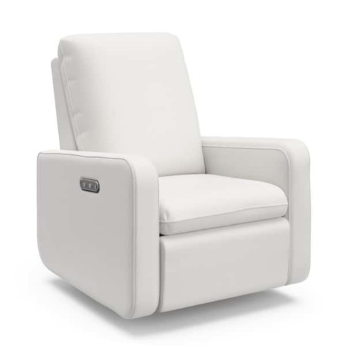 Teddi Ivory Basketweave Power Recliner Swivel Glider with USB