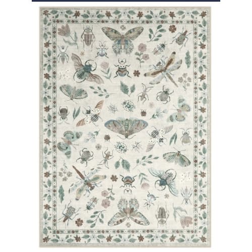 Vionnet Beige Modern Parisian Insect Area Rug - Lahome
