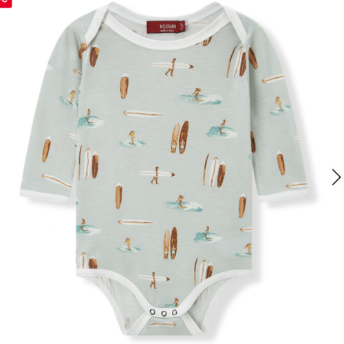 Vintage Surf Bamboo Long Sleeve One Piece | MILKBARN Kids | Organic and Bamboo Baby Clothes and Gifts
