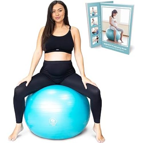 BABYGO® Birthing Ball for Pregnancy & Labor + Our Award Winning Book - Exercise, Birth & Recovery Plan, 5X Stronger Than a Yoga Ball with Eco Friendly Material