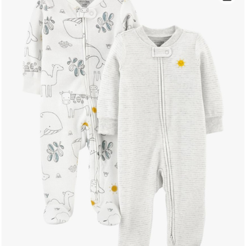 Simple Joys by Carter's Baby 2-Way Zip Thermal Footed Sleep and Play, Pack of 2