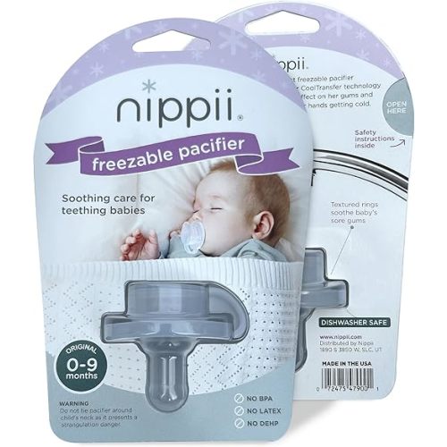 Freezable Pacifier for Baby Teething Relief - Safe Infant Teether with Cooling Effect - Easy to Clean, Medical Grade Soft Silicone - BPA Free - for Babies 0-9 Months - Made in USA
