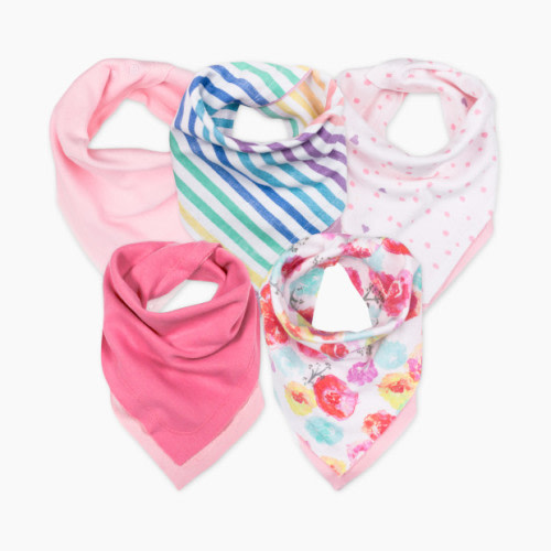 Honest Baby Clothing Organic Cotton Bandana Bib Burp Cloth (5 Pack) - Rose Blossom, Os, 5