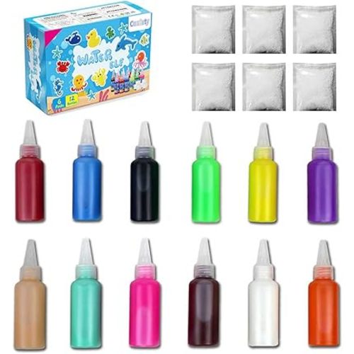 Coniuty Magic Water Elf Toy Powder Refill 6 Packs + 12 Bottles Aqua Fairy Water Color Gel Kit